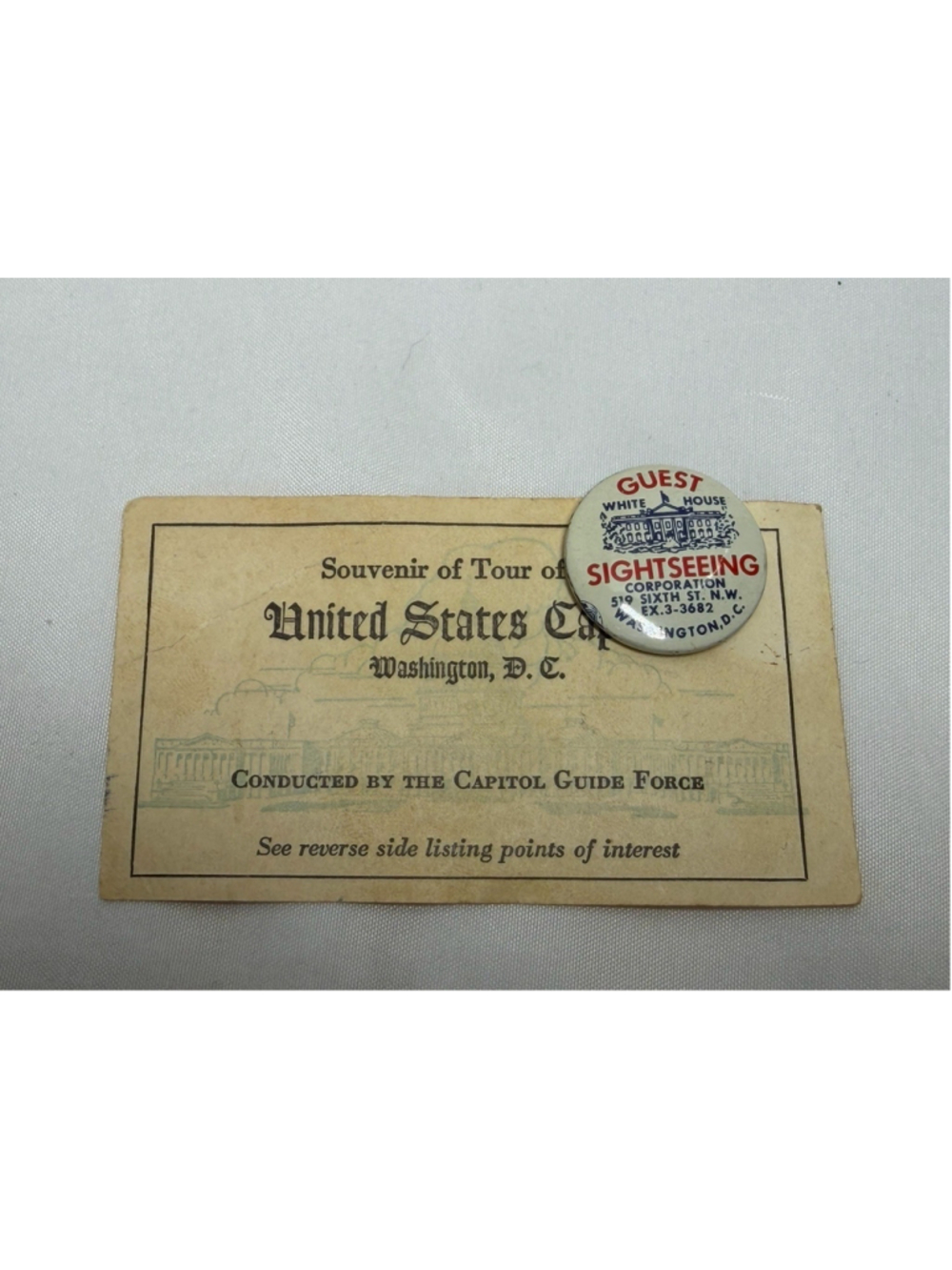 Vintage Guest Sightseeing White House Corporation Washington D.C. Pin 50’s 60’s